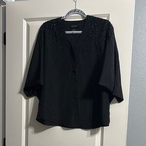 MM Couture Black Boxy 3/4 Sleeve Blouse